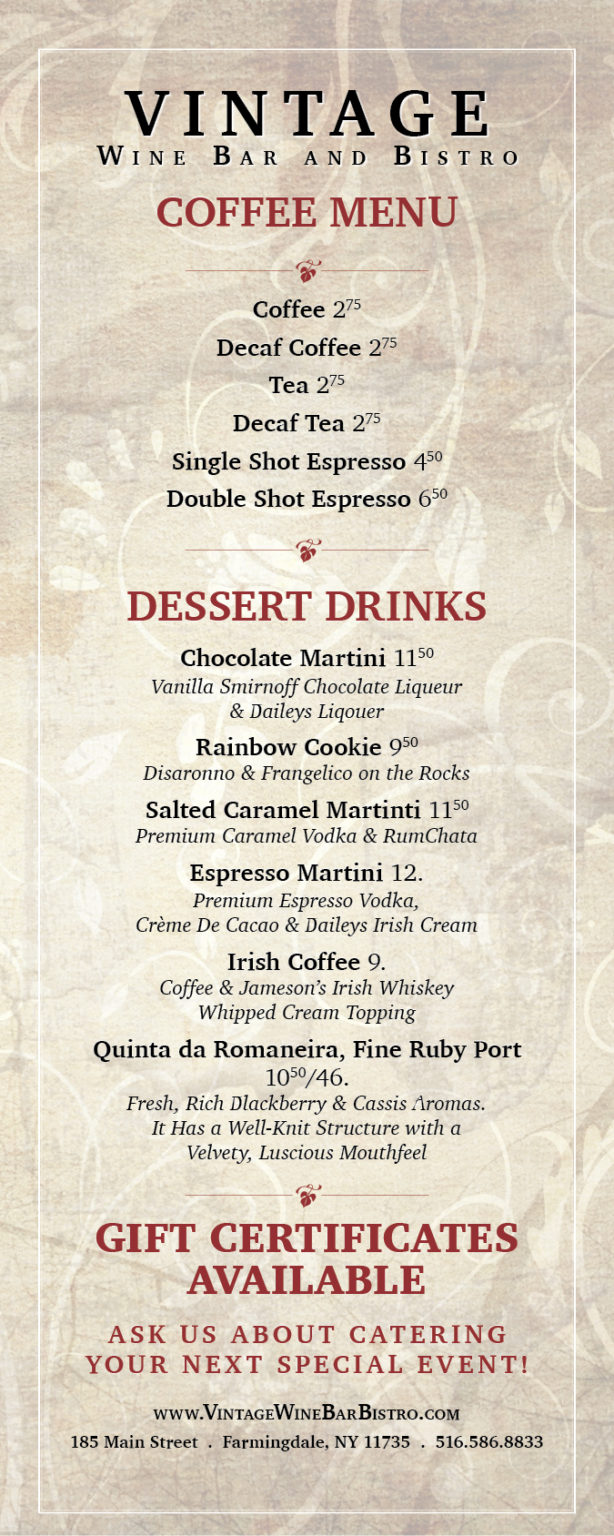 Dessert Vintage Wine Bar and Bistro